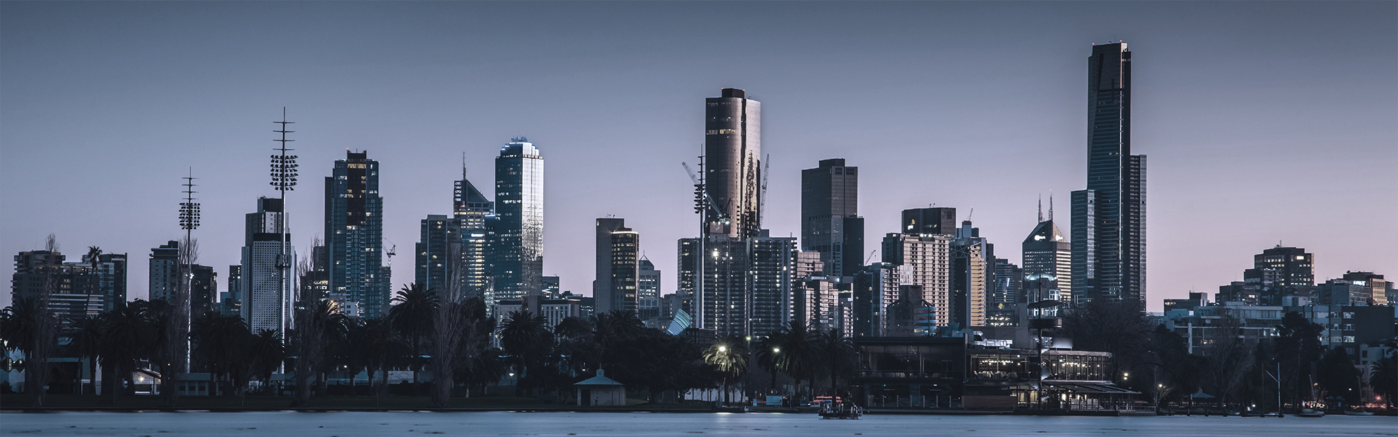 Melbourne skyline in evening